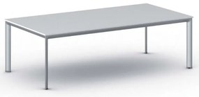 Stół konferencyjny do biura PRIMO INVITATION, 240x120 cm, szaro-srebrna podstawa, biały