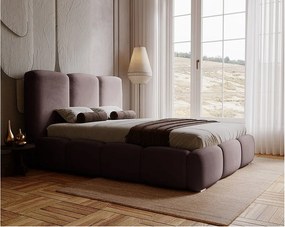 Emporius Merkad łóżko tapicerowane 160 x 200 cm - łóżko z pojemnikiem i stelażem do sypialni - gruba pianka, welur, łóżko brązowe (Magic Velvet 2205)