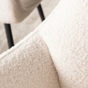 Krzesło Tapicerowane do Salonu NAWARA Kremowe Boucle Nowoczesne