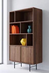 Regał loft na nóżkach z szafką orzech warmia N3-B15