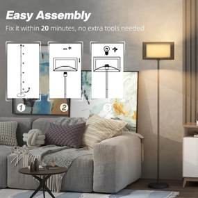 Lampa Stojąca HOMCOM z Dwukolorowym Abażurem, Metal, Czarno-Biały, z Przełącznikiem Nożnym