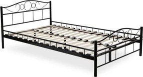 Łóżko Metalowe Jednoosobowe 120x200 cm ze Stelażem GRIFFIN Metalowe Czarne