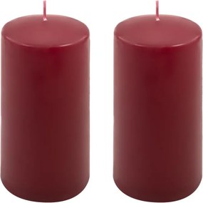 Zestaw świec słupkowych, 15 cm, Ø 7,5 cm, bordowy, 2 sztuki.