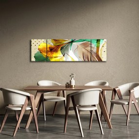 Obraz - Liście z piórami (170x50 cm)