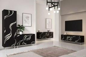 Witryna Lorena – elegancka witryna do salonu i jadalni z dekoracyjnymi stalowymi wzorami