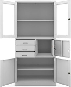 Biurowa szafa aktowa z sejfem Filip 90x40x185 cm szara