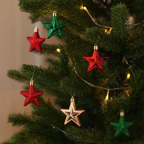 Ozdoby choinkowe, gwiazdki z tworzywa sztucznego, 6 szt.