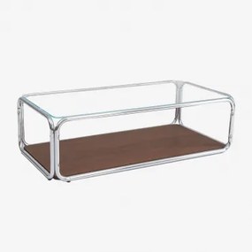 Prostokątny Stolik Kawowy 120x60 Cm Z Żelaza I Hartowanego Szkła Kavena Transparent - Sklum