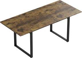 HOMCOM Stół rozkładany 140-180 cm dla 6-8 osób, prostokątny w stylu industrialnym z metalowym stelażem, imitacja drewna tygrysiego | Aosom PL