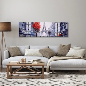 Obraz ulicy w Paryżu, obraz olejny (170x50 cm)