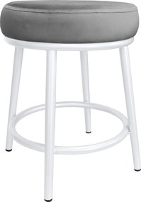 Taboret Ben tkanina Welur stelaż metalowy STOŁEK LOFT : Kolor Stelaża - Biały, Kolor tkaniny - VELVET - MG17, Typ tkaniny - Velvet