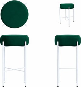 Hoker Pola krzesło barowe podstawa metalowa Tkanina Welur : Kolor Stelaża - Biały, Kolor tkaniny - VELVET - MG25, Typ tkaniny - Velvet