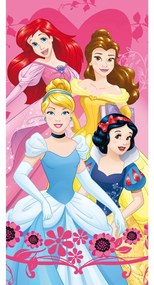 Różowy ręcznik dziecięcy frotte 70x140 cm Princesses – Jerry Fabrics