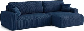 Stylowy narożnik rozkładany prawostronny  ARIEL L 246x150x87 cm w tkaninie Velo 88 granatowe