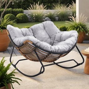 Bujany fotel ogrodowy z poduszką Elton, szary