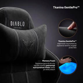 Fotel gamingowy młodzieżowy Diablo X-One Small Size materiałowy, Burned Black
