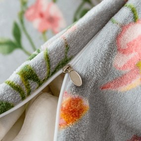 PrzytulneMieszkanie.pl PrzytulneMieszkanie.pl Pościel z mikropluszu PINK BUTTERFLY szara Rozmiar pościeli: 70 x 80 cm | 140 x 200 cm