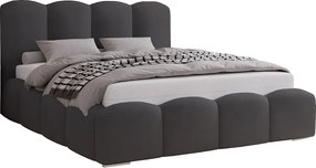 Łóżko do sypialni 180x200 cm Zenna - pojemnik, stelaż metalowy, aksamit - ciemny szary (Magic Velvet 2271)