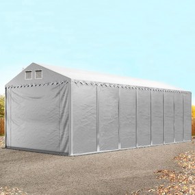 TOOLPORT 4x16m Namiot magazynowy - 2,6 m wysokość ścian bocznych, PVC 800, szary, bez statyki - (49842)