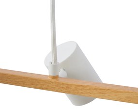 Nowoczesna lampa wisząca z nadrukiem drewna z białymi 6-punktowymi światłami - Jeana Straight Nowoczesny Oswietlenie wewnetrzne