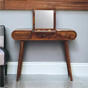 Toaletka z drewna kasztanowego z lustrem Artisan Furniture, 3 szuflady, 1 lustro, brązowa
