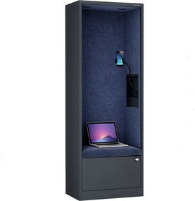 Kabina akustyczna z siedziskiem Sally MentalBox, 60 x 40 x 185 cm, antracyt/granatowy