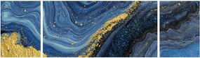 Obraz - Niebiesko-złota abstrakcja (170x50 cm)
