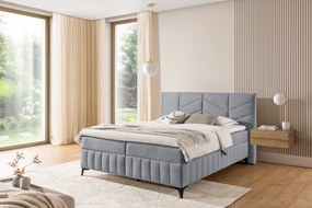 Łóżko kontynentalne Penia 160x200 z pojemnikami - popielaty welur hydrofobowy Element 24
