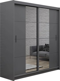 Szafa Przesuwna KARTHUS 203 cm z Lustrem Szafa Dwudrzwiowa Grafit