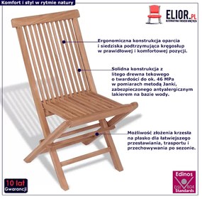 Tekowe krzesła ogrodowe Ficaro - 4 szt