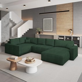 Masseno Narożnik VELAMI z funkcją spania i pojemnikiem na pościel Narozniki U, Rozkładana sofa - Zielony, POSO 14