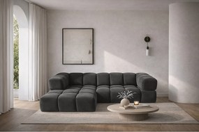 Narożnik w kształcie L Averro, tkanina Bluvel, Czarny, Lewy