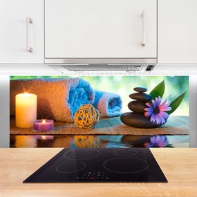 Panel Szklany Atmosfera Spa: Świece i Kwiaty