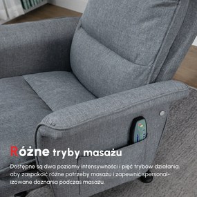 HOMCOM Fotel masujący z podnóżkiem Elektryczny w stylu lnu Idealny do oglądania TV Komfortowy i stylowy | Aosom PL