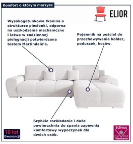 Biały nowoczesny narożnik rozkładany F9-D57