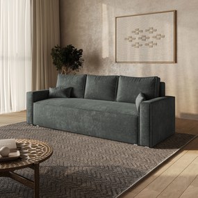 Masseno Sofa MENI z funkcją spania i pojemnikiem na pościel, Rozkładana sofa - Szary, LUMO 75