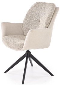 Krzesło do jadalni obrotowe z podłokietnikami popiel tkanina K591