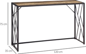 HOMCOM Konsola, Stół do Przedpokoju, Design Industrialny, Stabilna Metalowa Rama, 120 x 35 x 75 cm