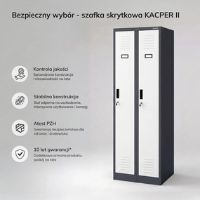 Dwudrzwiowa szafa BHP wąska 60x50x180 cm Kacper 2, antracyt/biały