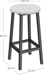 Taboret barowy hoker - marmur / nogi czarne