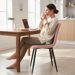 HOMCOM Zestaw 4 Krzeseł do Jadalni z Oparciem, Wygląd Samtowy, 45 x 54 x 87 cm, Różowy