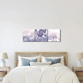 Obraz - Motyl i lawenda (z zegarem) (90x30 cm)