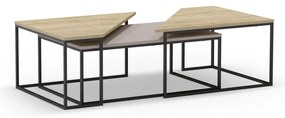Stoliki z blatem w dekorze dębu zestaw 3 szt. 70x110 cm Titan – Marckeric