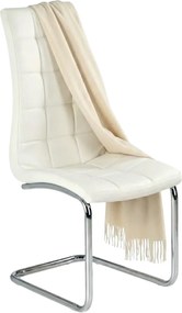 Białe pikowane krzesło na płozach D9-T15