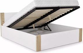 Łóżko drewniane Sovi 120/140/160/180x200 białe z wstawkami sosna / czarne