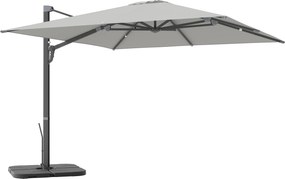 Outsunny Aluminiowy Parasol Ogrodowy 3 x 3 m Obrotowy o 360° z Korbą Stojak Wodoodporny Jasnoszary