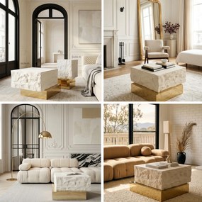 Designerski stolik dekoracyjny Gilda 65, beżowy/złoty