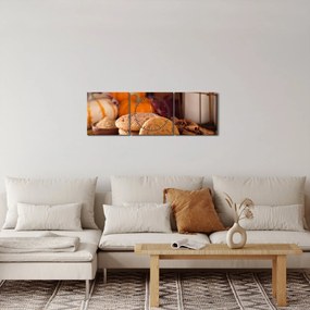 Obraz - Jesienne ciasteczka (z zegarem) (90x30 cm)