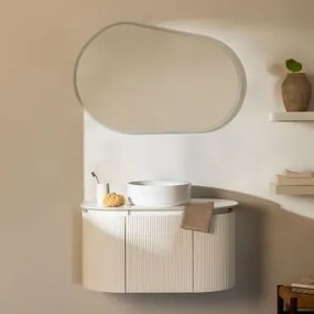 Zestaw Mebli Łazienkowych Z Drewna Carsone Biała & Bez Jednostki Pomocniczej & Okrągły Ceramiczny Biały Ø40 Cm - Sklum