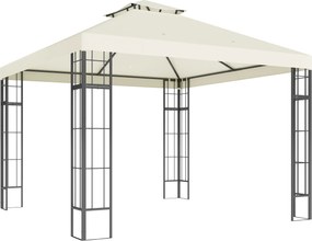 Outsunny Pawilon Ogrodowy 3 x 3 m, Dach Dwupoziomowy, Ochrona UV30+, Odporny na UV, Ochrona Przeciwsłoneczna, Metalowa Rama, Kremowy